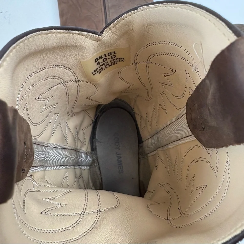 CODY JAMES BOYS' BROWN TAUPE WESTERN BOOTS Nubuck Leather B8151 4D